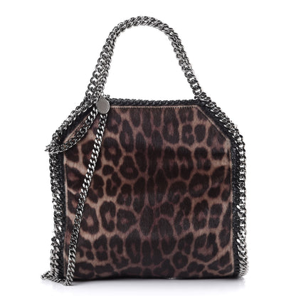 Stella McCartney Faux Calf Hair Leopard Print Mini Falabella Fold Over Tote Black 1 of 9
