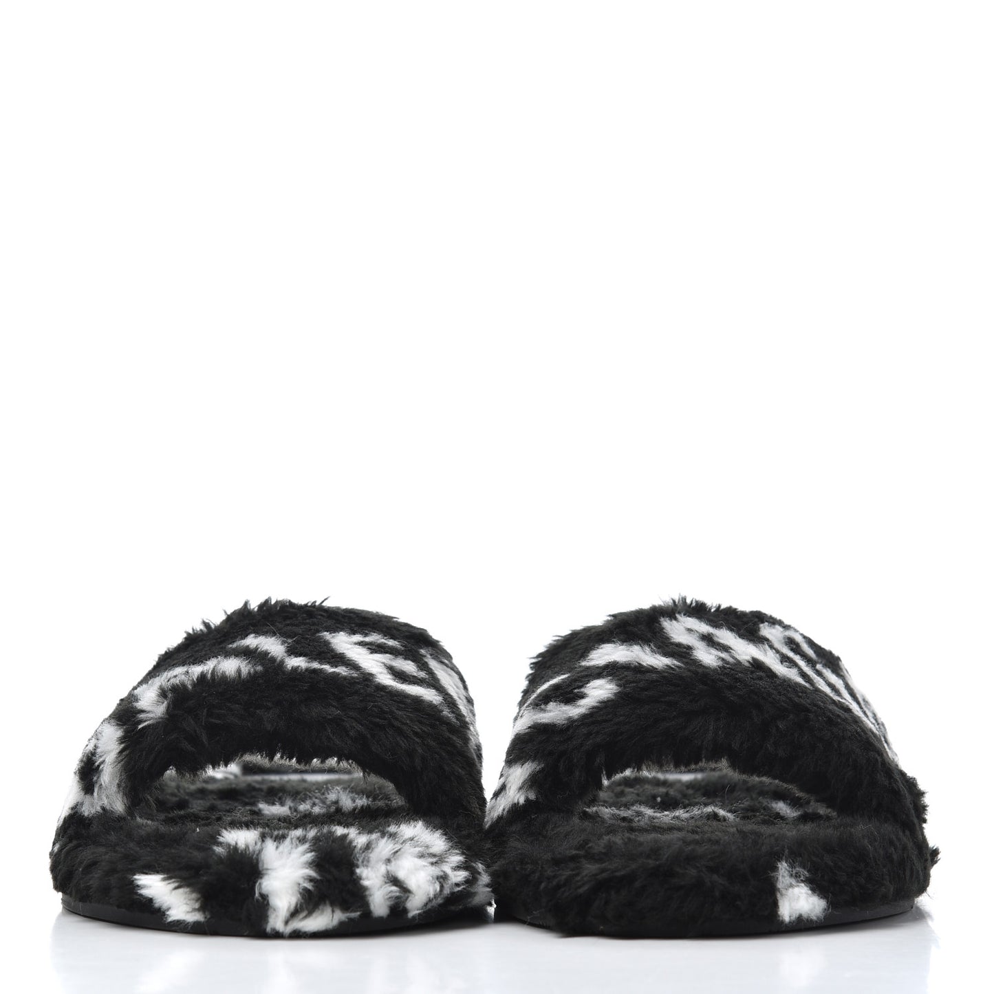 Fur Slide Sandals 37.5 Black White