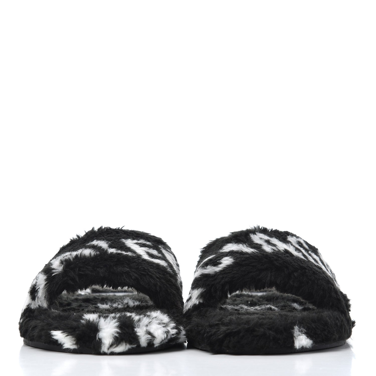 Balenciaga Fur Slide Sandals 37.5 Black White 2 of 9