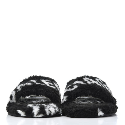 Balenciaga Fur Slide Sandals 37.5 Black White 2 of 9