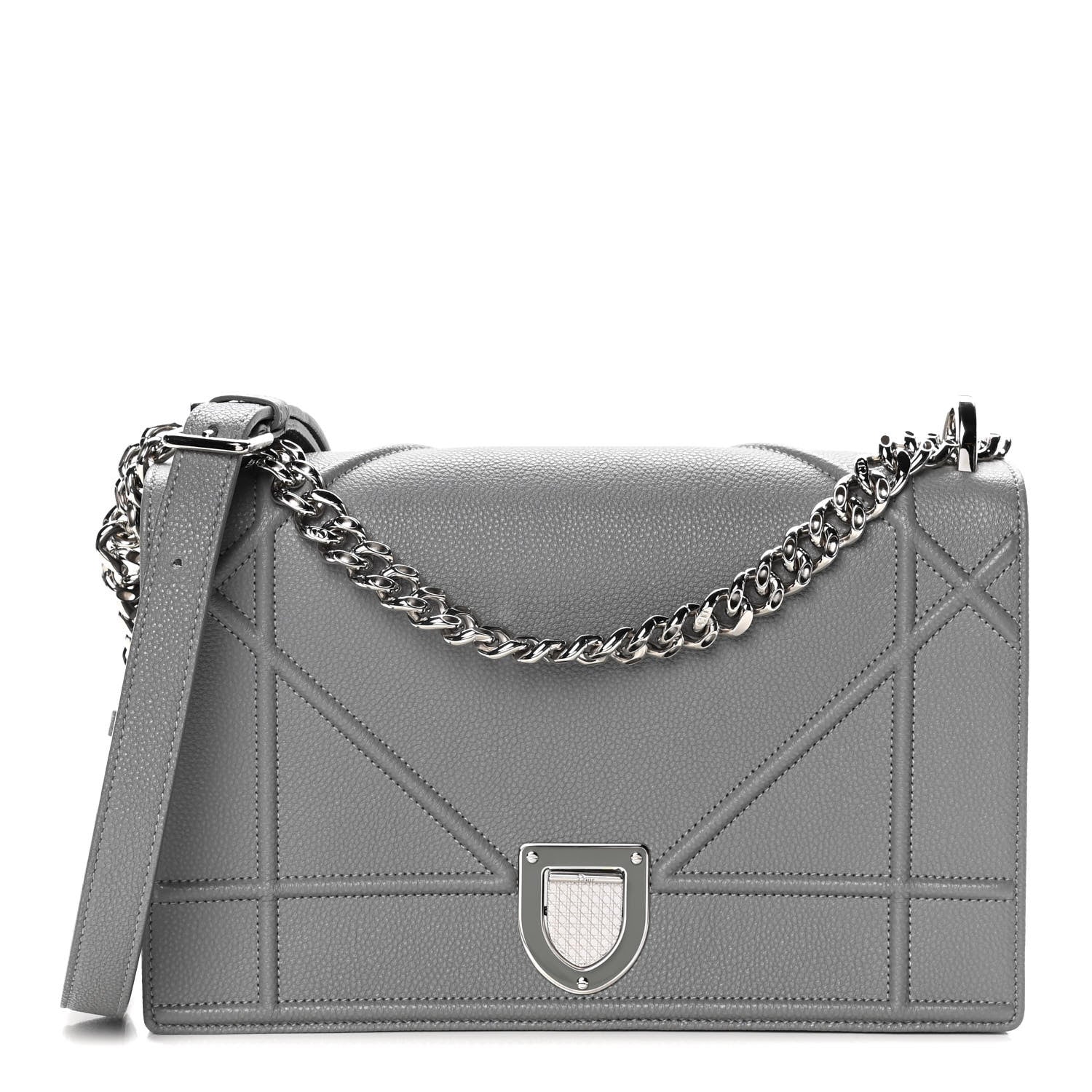 Christian Dior Grained Calfskin Medium Diorama Flap Bag Gris 1 of 16