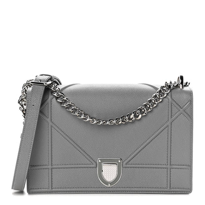 Christian Dior Grained Calfskin Medium Diorama Flap Bag Gris 1 of 16