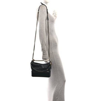 Chanel Aged Smooth Calfskin Quilted Medium Gabrielle Logo Hobo Black 2 of 10