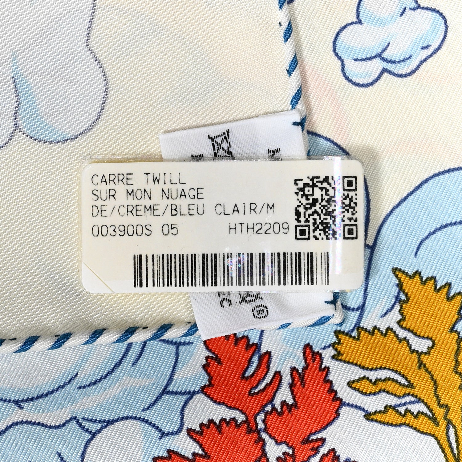 Hermes Silk Sur Mon Nuage Scarf 90 Creme Bleu Clair 5 of 5