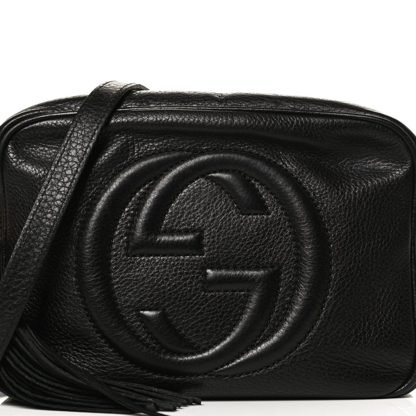 Pebbled Calfskin Small Soho Disco Bag Black