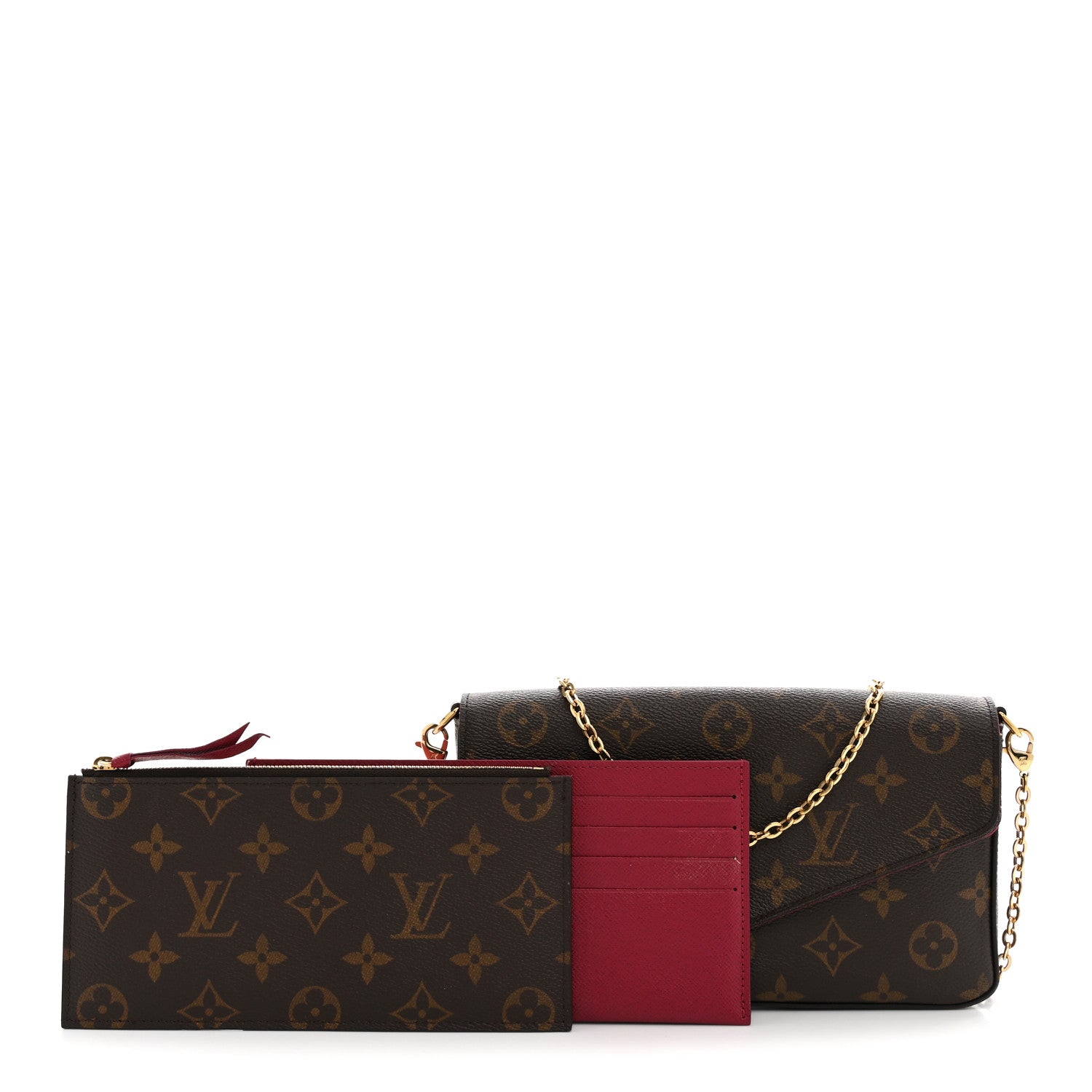 Louis Vuitton Monogram Pochette Felicie Chain Wallet Fuchsia 3 of 14