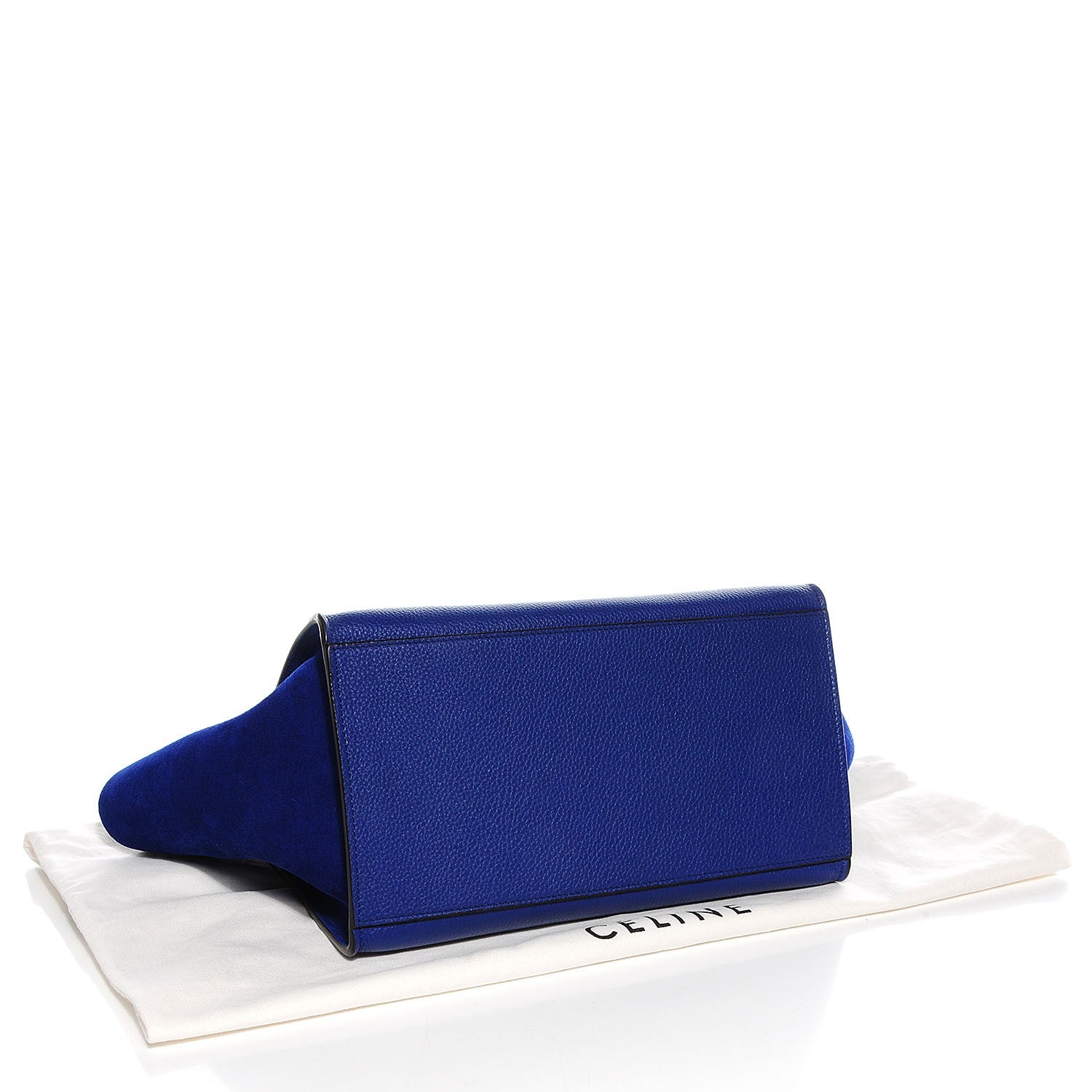 Celine Drummed Calfskin Suede Small Trapeze Indigo 4 of 8