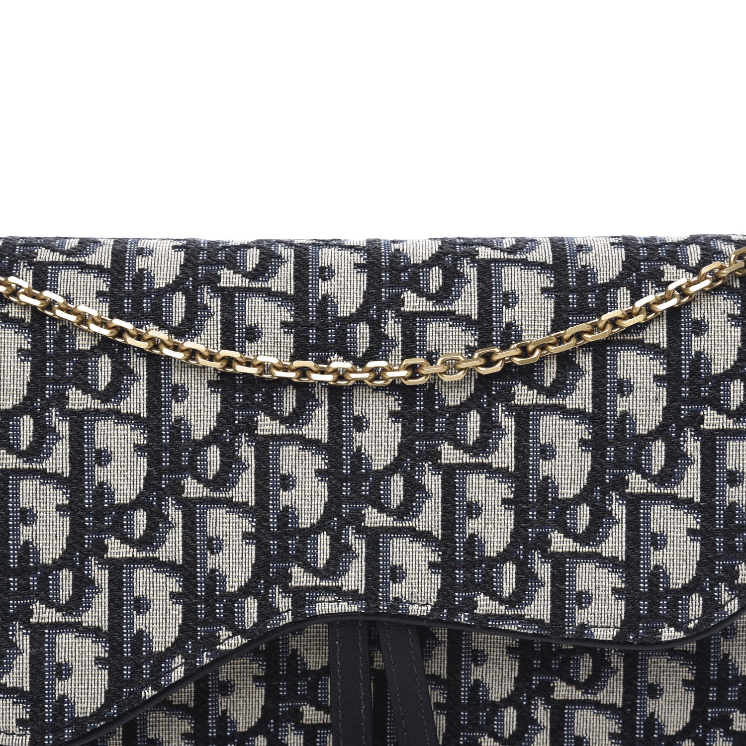Christian Dior Oblique Saddle Chain Pouch Blue 8 of 9