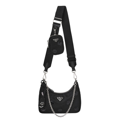 Prada Nylon Sequin Embellished Polka Dot Re-Edition 2005 Shoulder Bag Black 1 of 7