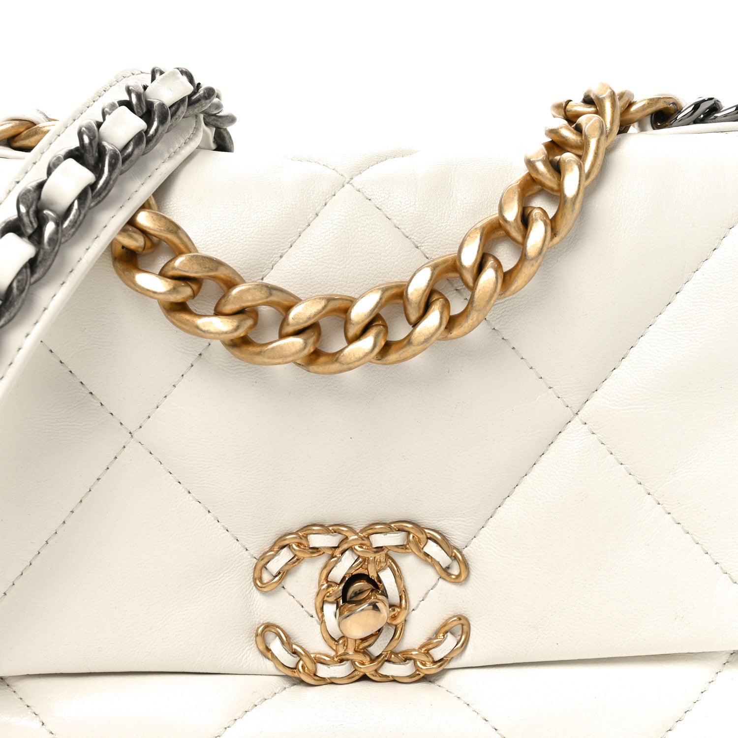 Chanel Lambskin Quilted Medium Chanel 19 Flap White 8 of 10