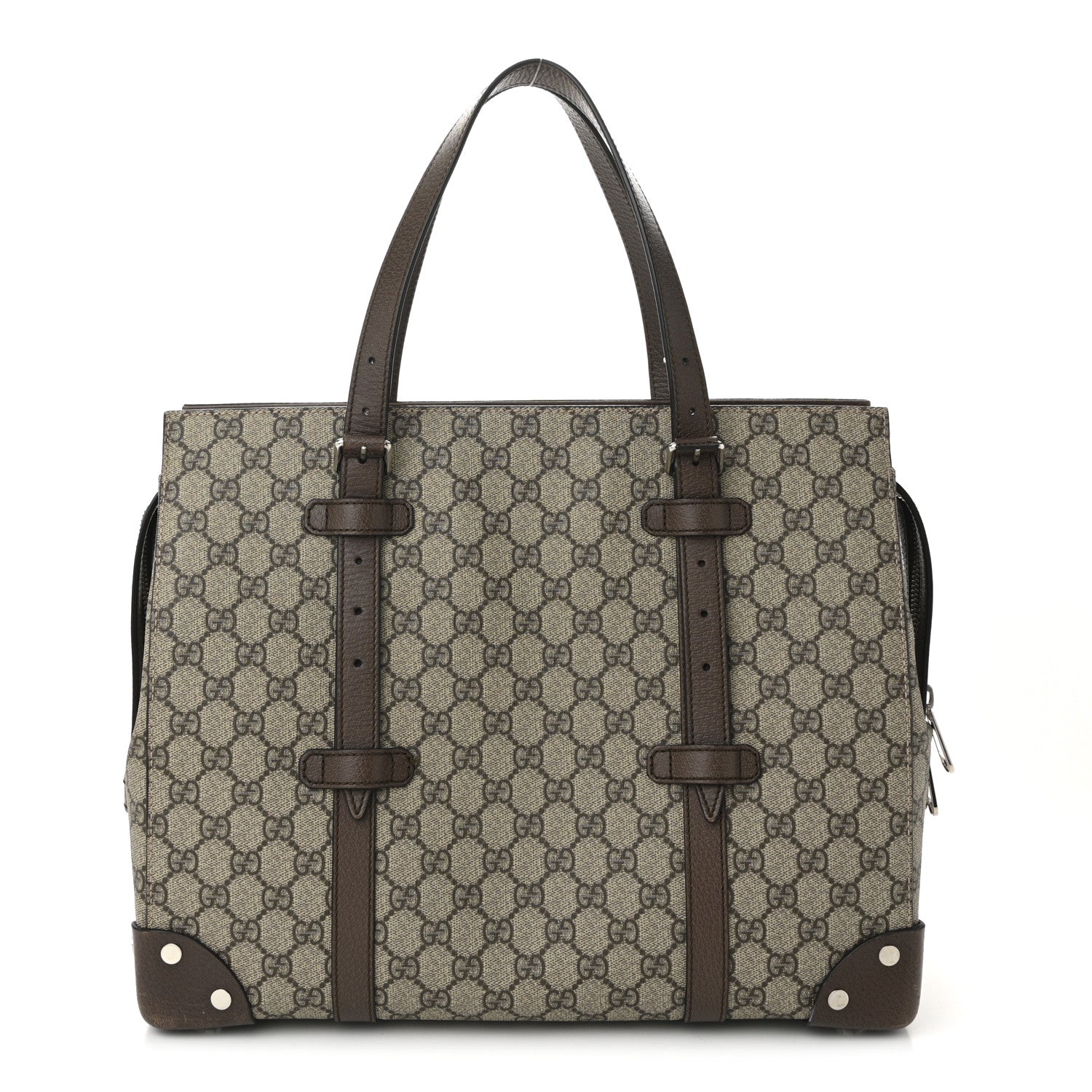 Gucci GG Supreme Monogram Textured Dollar Calfskin Medium Detail Tote Beige Ebony New Acero 1 of 10