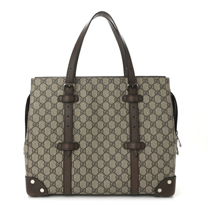 Gucci GG Supreme Monogram Textured Dollar Calfskin Medium Detail Tote Beige Ebony New Acero 1 of 10