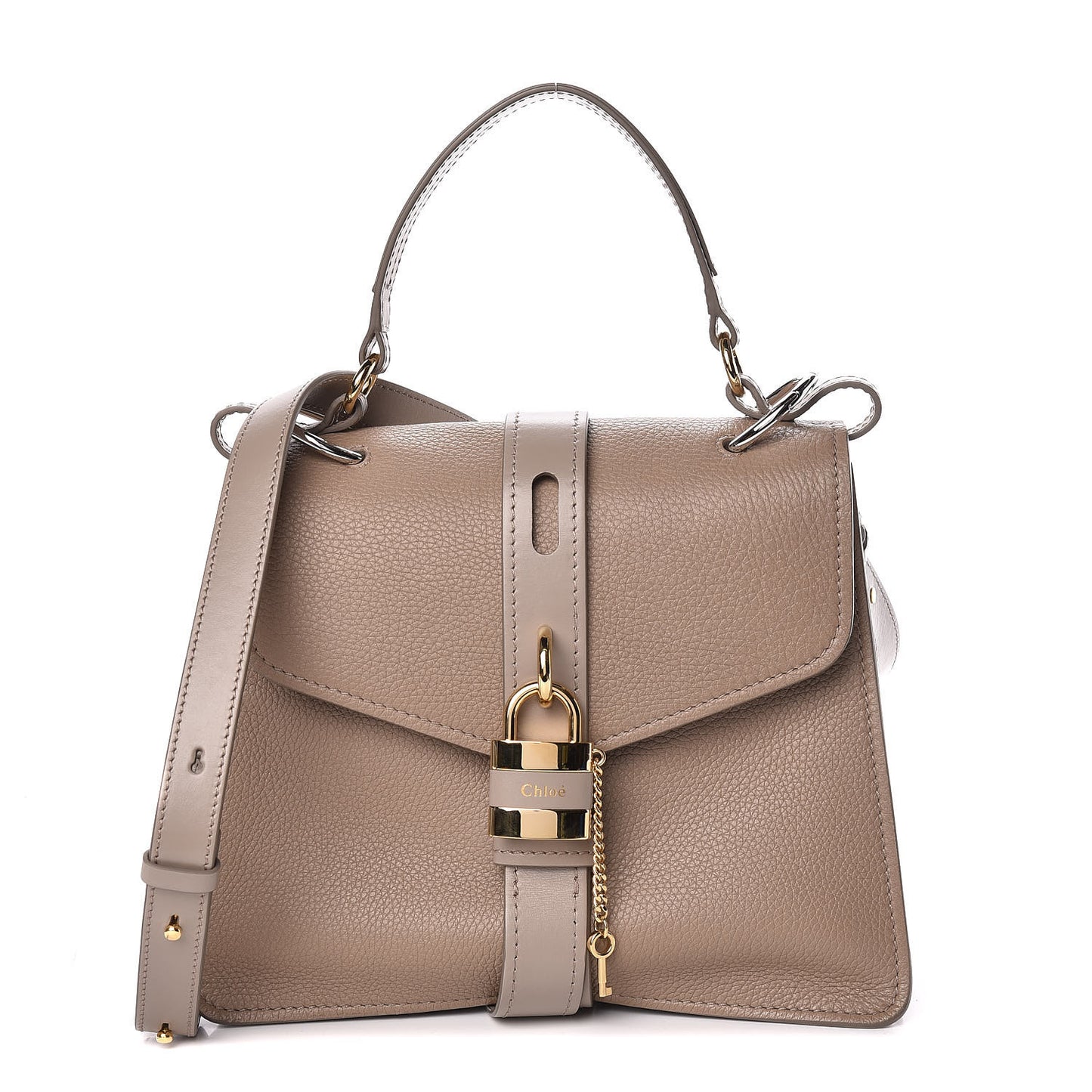 Shiny Grained Calfskin Medium Aby Day Shoulder Bag Motty Grey