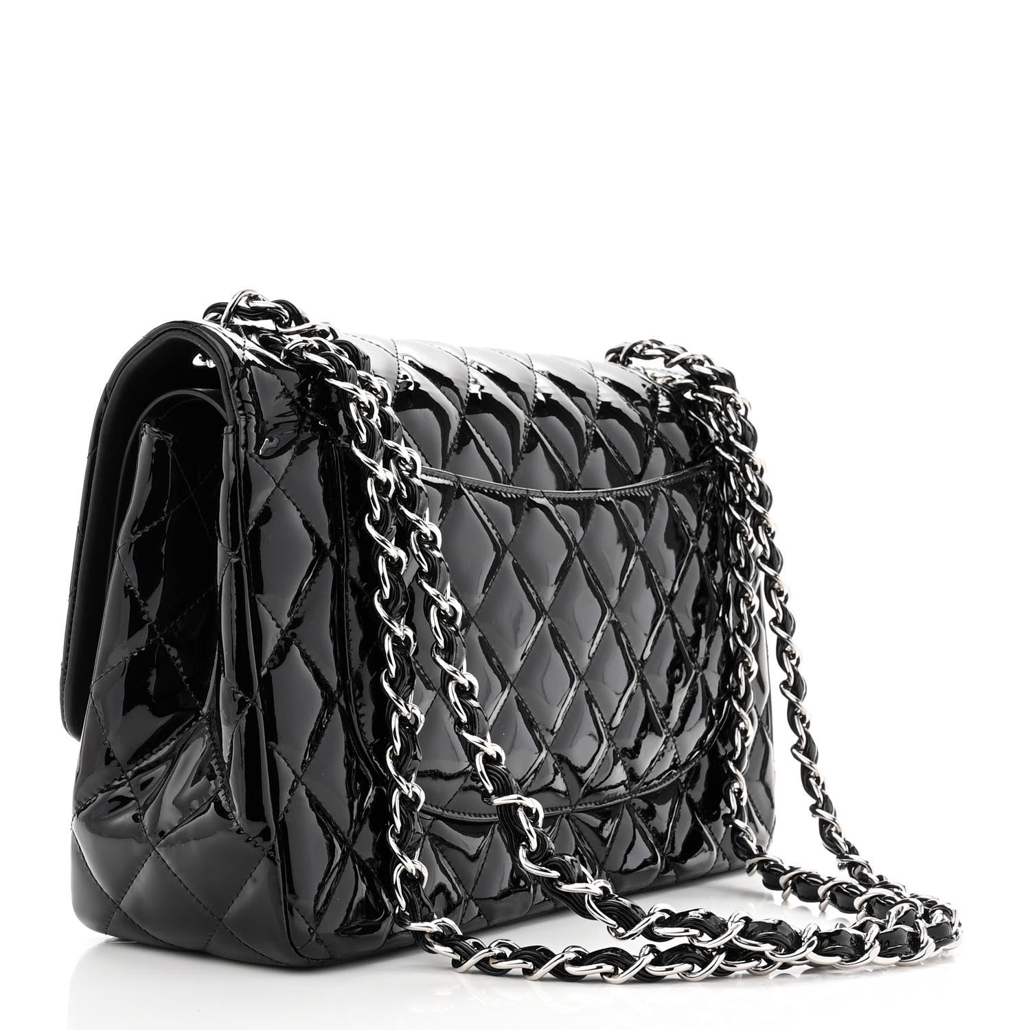 Chanel Patent Quilted Jumbo Double Flap Black 3 of 10