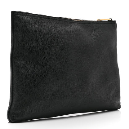 Gucci Pebbled Calfskin Medium Logo Portfolio Clutch Black 3 of 10