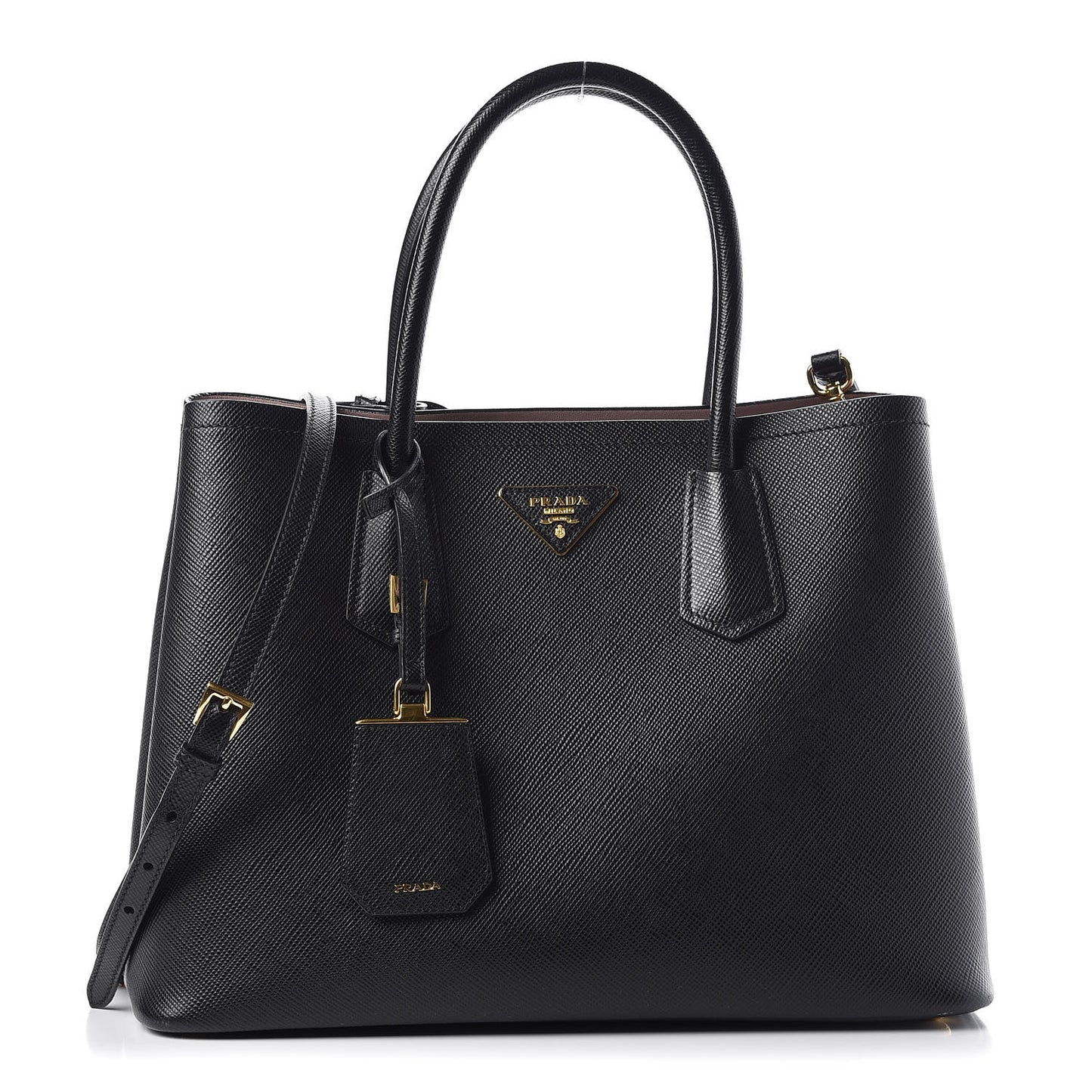 Saffiano Cuir Large Double Bag Black Cipria