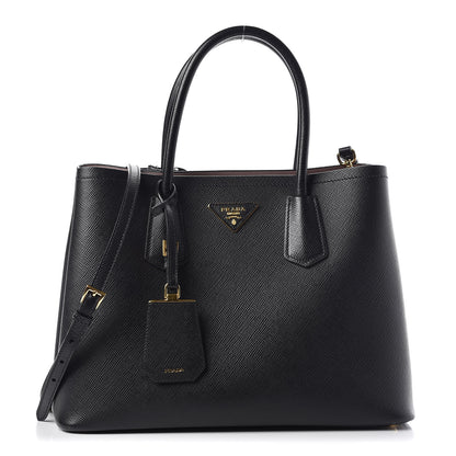 Prada Saffiano Cuir Large Double Bag Black Cipria 1 of 16