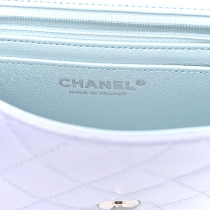 Chanel Perforated Lambskin Quilted Mini Rectangular Flap Light Blue Light Purple White 6 of 10