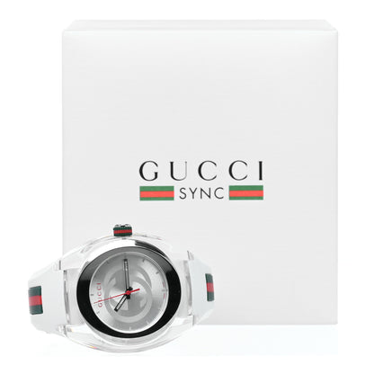 Gucci Stainless Steel Rubber 46mm Sync Web Quartz Watch White 6 of 6