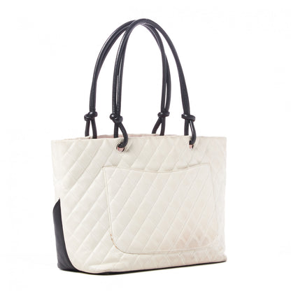 Chanel Calfskin Quilted Large Cambon Tote White Black 2 of 10