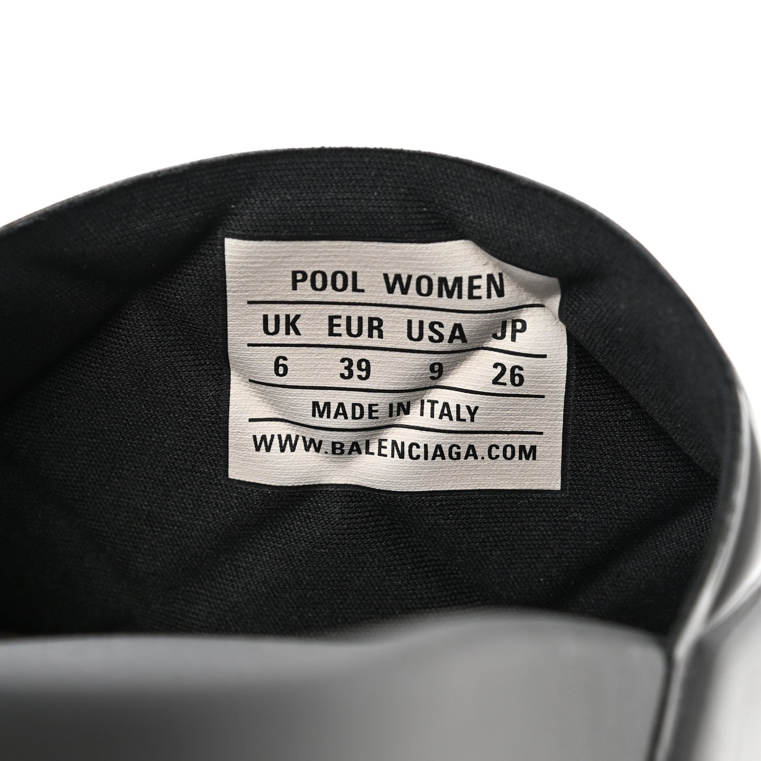 Balenciaga Patent Rubber Logo Womens Pool Slide Sandals 39 Black White 7 of 8