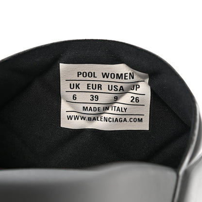 Balenciaga Patent Rubber Logo Womens Pool Slide Sandals 39 Black White 7 of 8