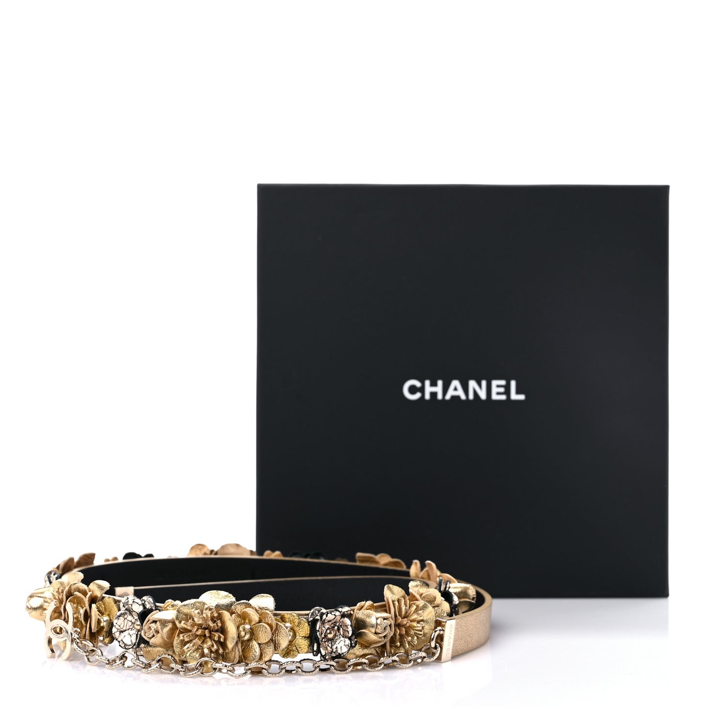 Metallic Lambskin CC Belt 75 30 Gold