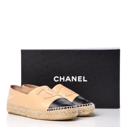 Chanel Lambskin CC Espadrilles 35 Beige Black 18 of 18
