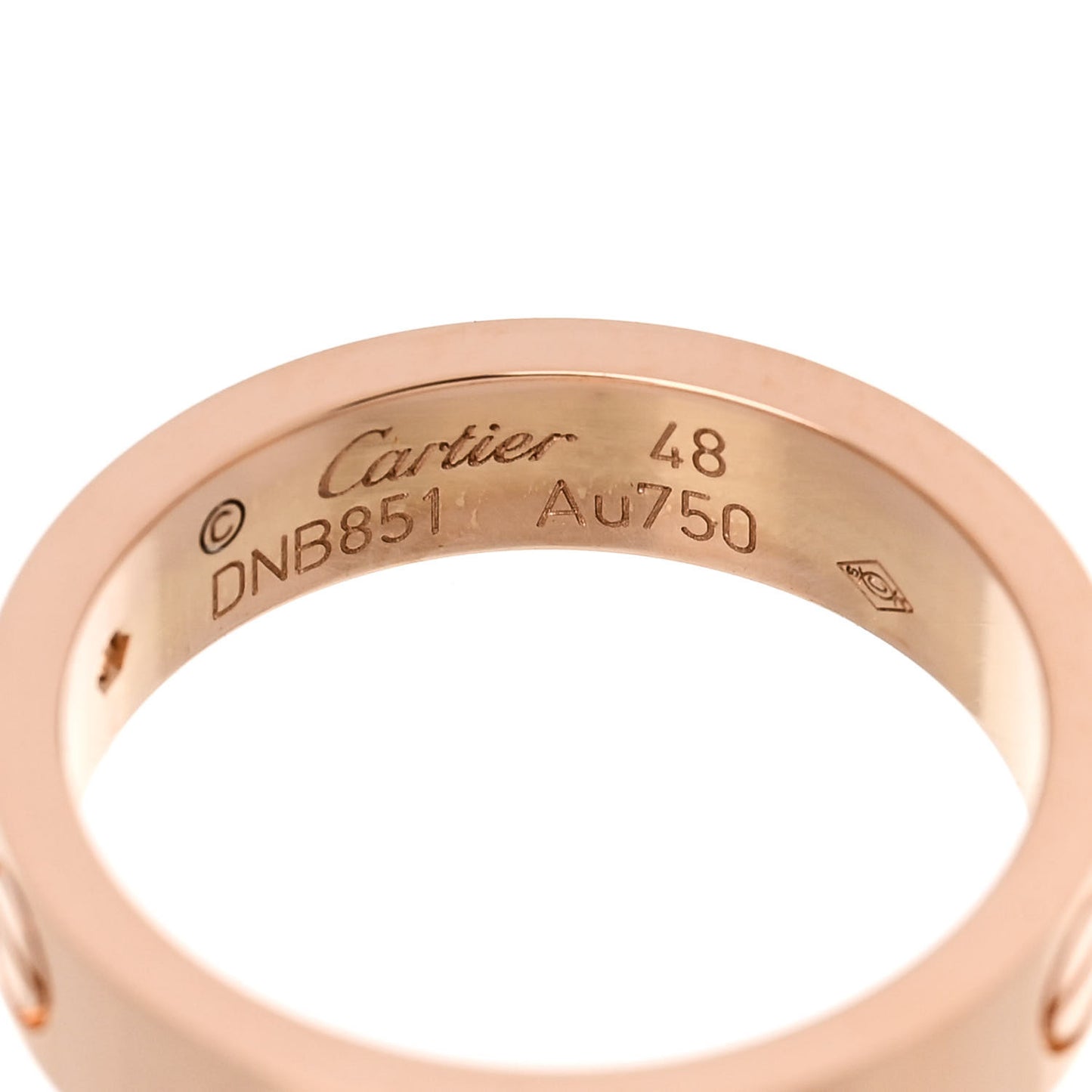 18k Pink Gold Diamond 4mm LOVE Ring 48 4.5