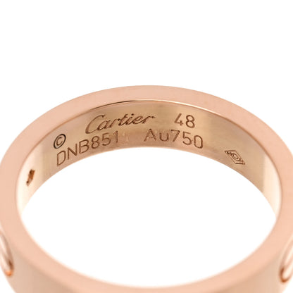 Cartier 18k Pink Gold Diamond 4mm LOVE Ring 48 4.5 4 of 5