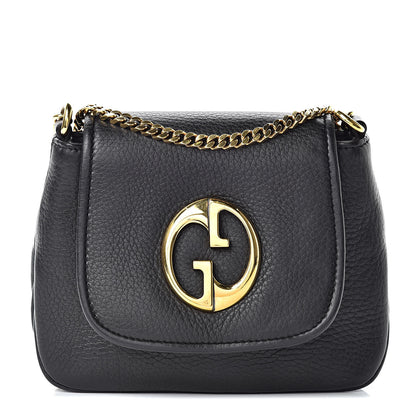 Gucci Pebbled Calfskin Small 1973 Chain Shoulder Bag Black 1 of 16