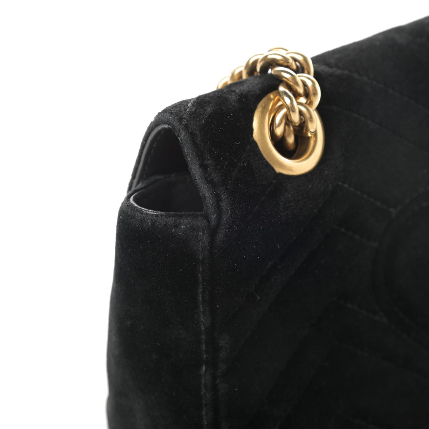 Velvet Matelasse Mini GG Marmont Shoulder Bag Black