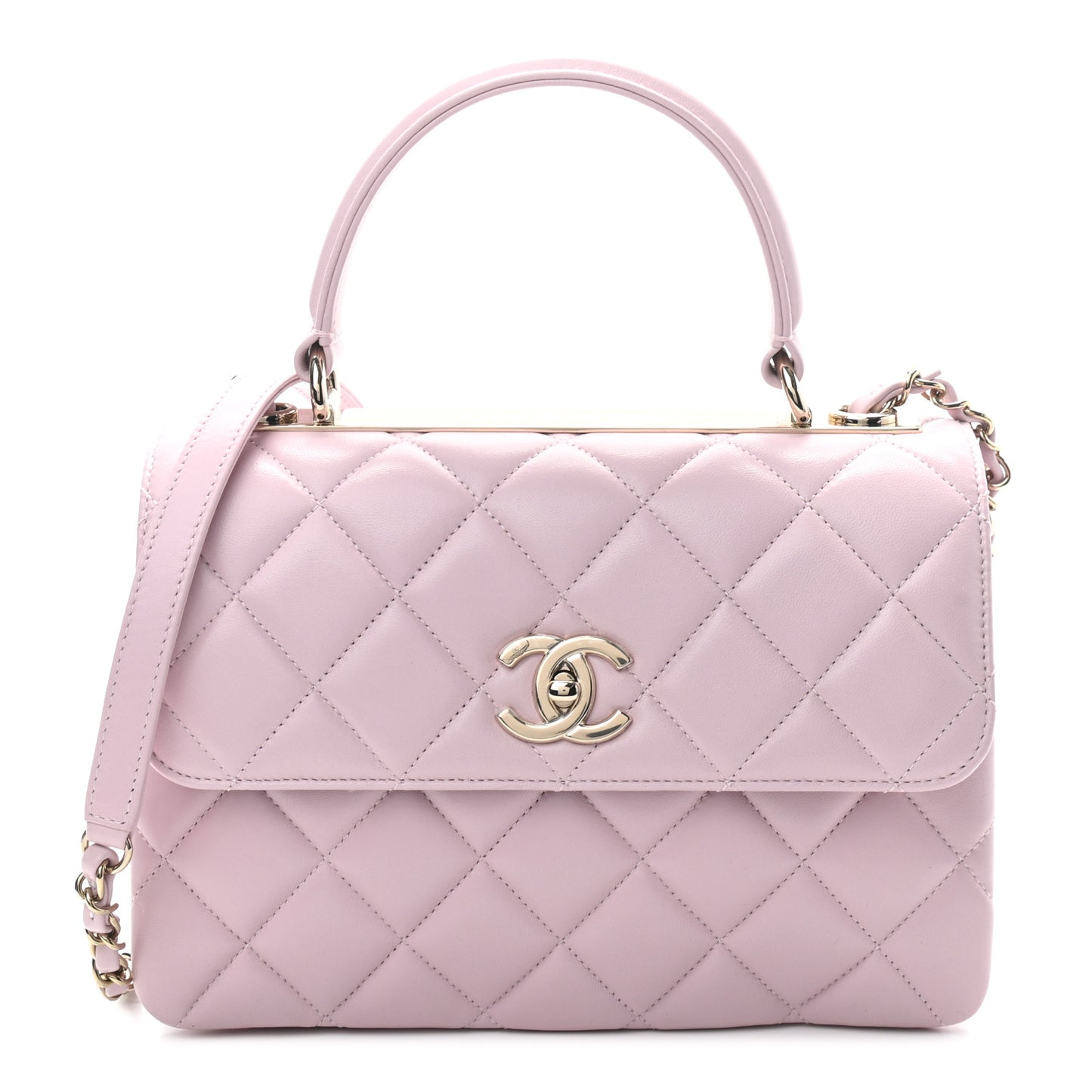 Lambskin Quilted Small Trendy CC Flap Dual Handle Bag Lilac