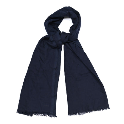 Gucci Cashmere Silk GG Monogram Fringe Scarf Midnight Blue 1 of 5