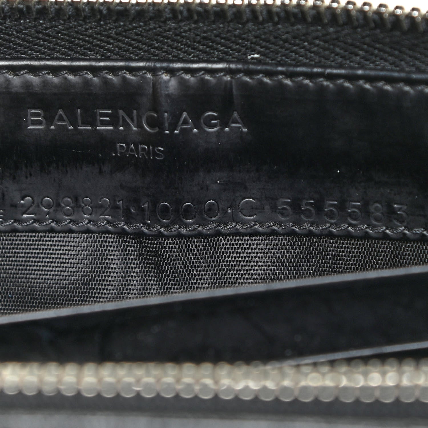 Balenciaga Calfskin Grid Embossed Zip Around Wallet Black 8 of 18