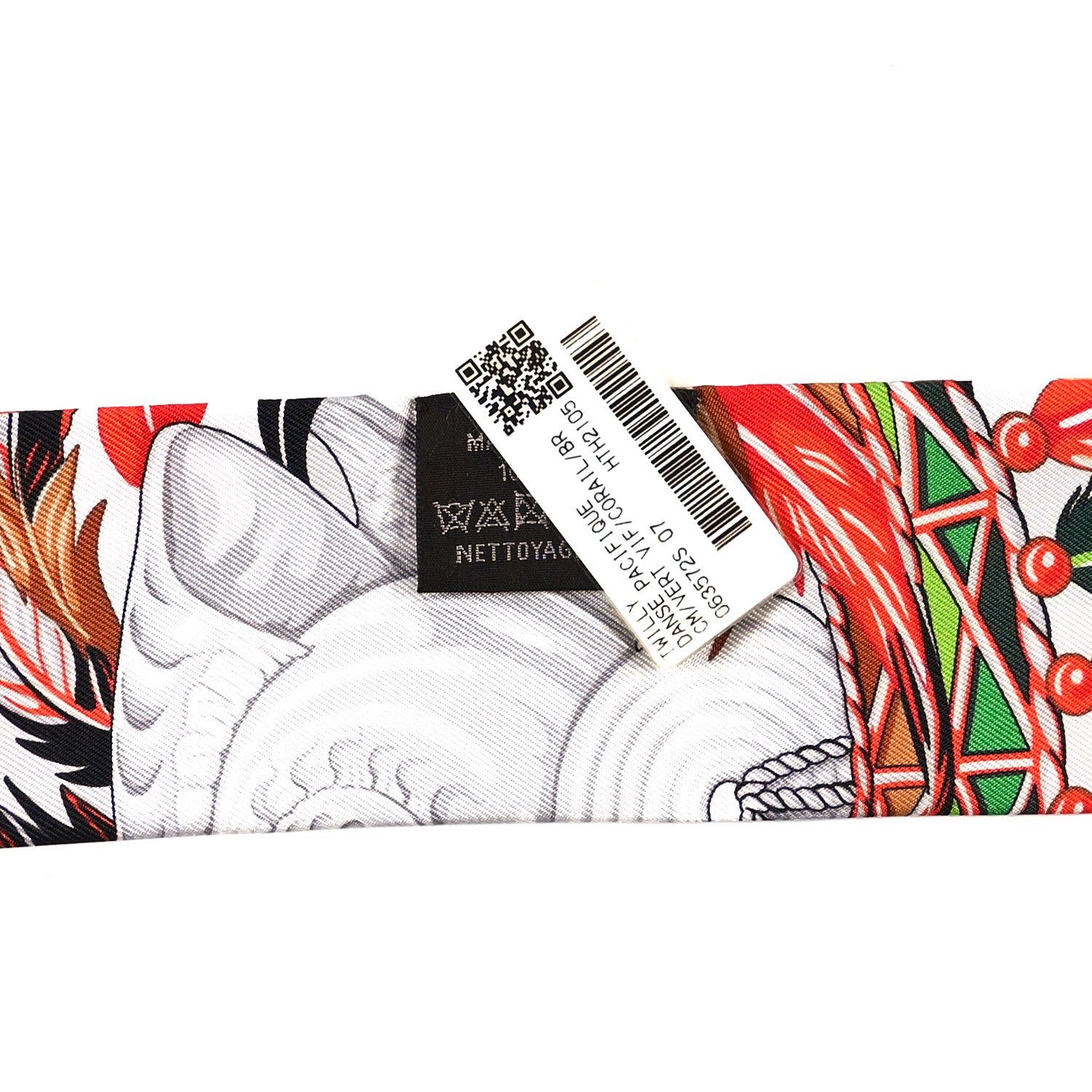 Hermes Silk La Danse Pacifique Twilly Vert Vif Corail 3 of 3