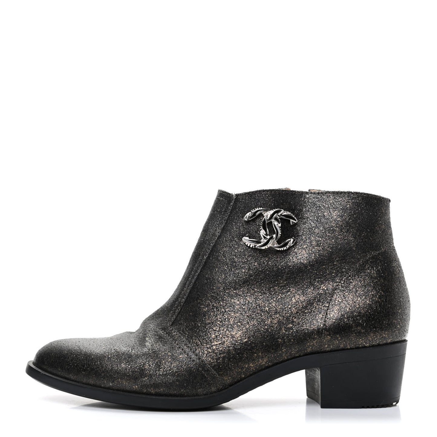Metallic Fantasy Calfskin Ankle Boots 37.5 Dark Gold