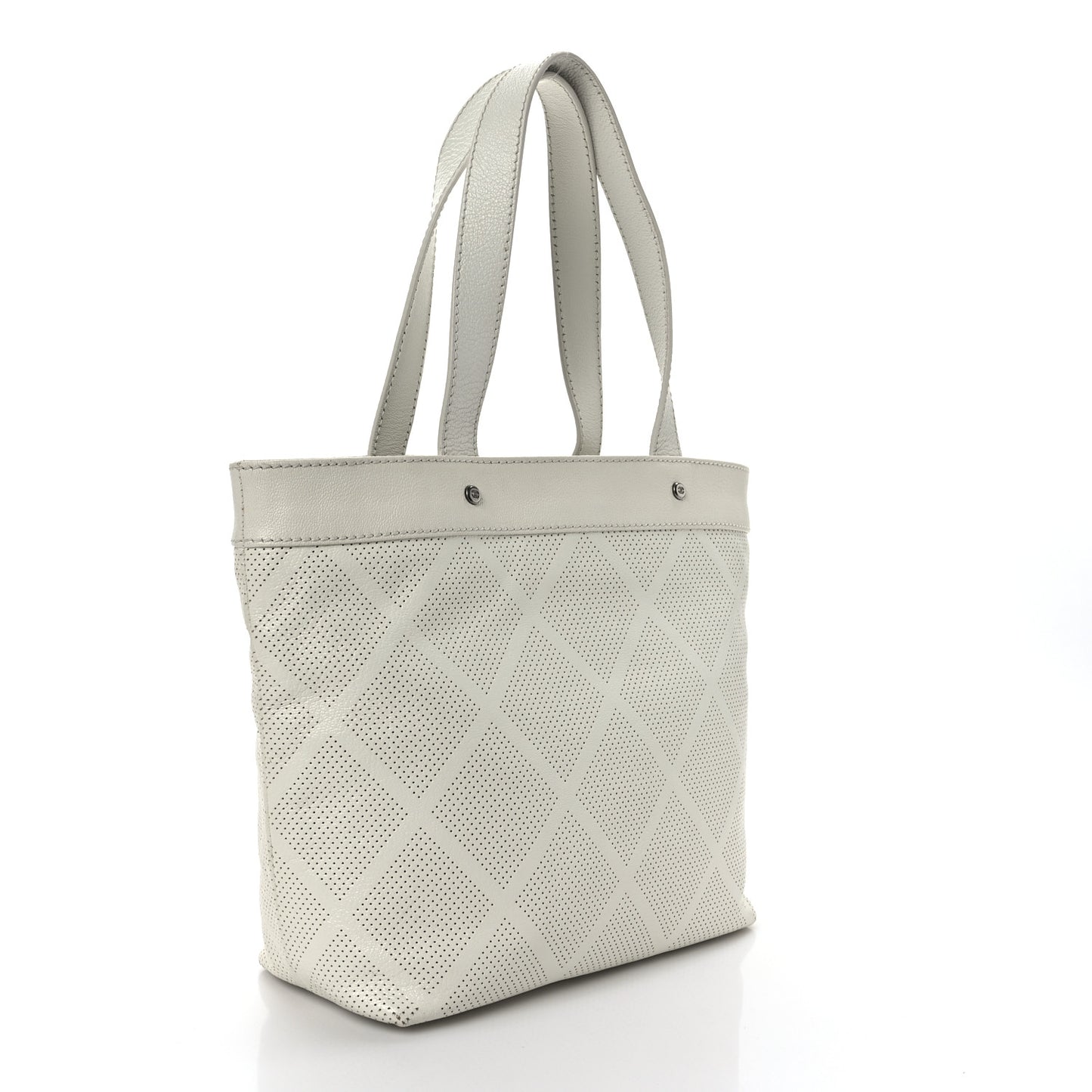 Goatskin Perforated Large CC Tote White