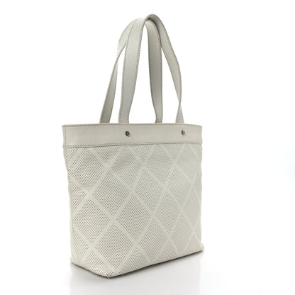 Chanel Goatskin Perforated Large CC Tote White 3 of 9