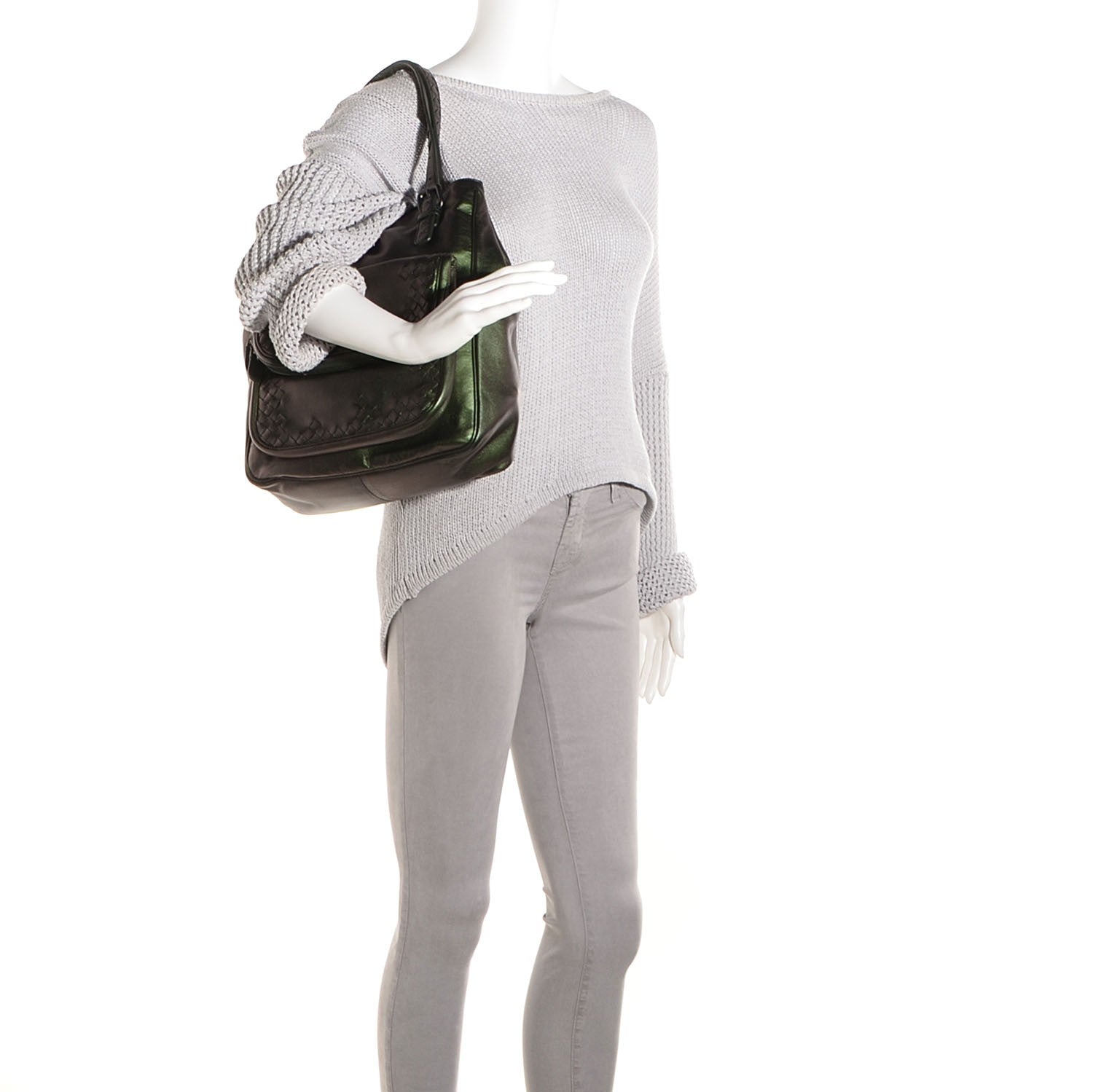 Bottega Veneta Iridescent Scarabee Multi Pocket Tote Green 2 of 8
