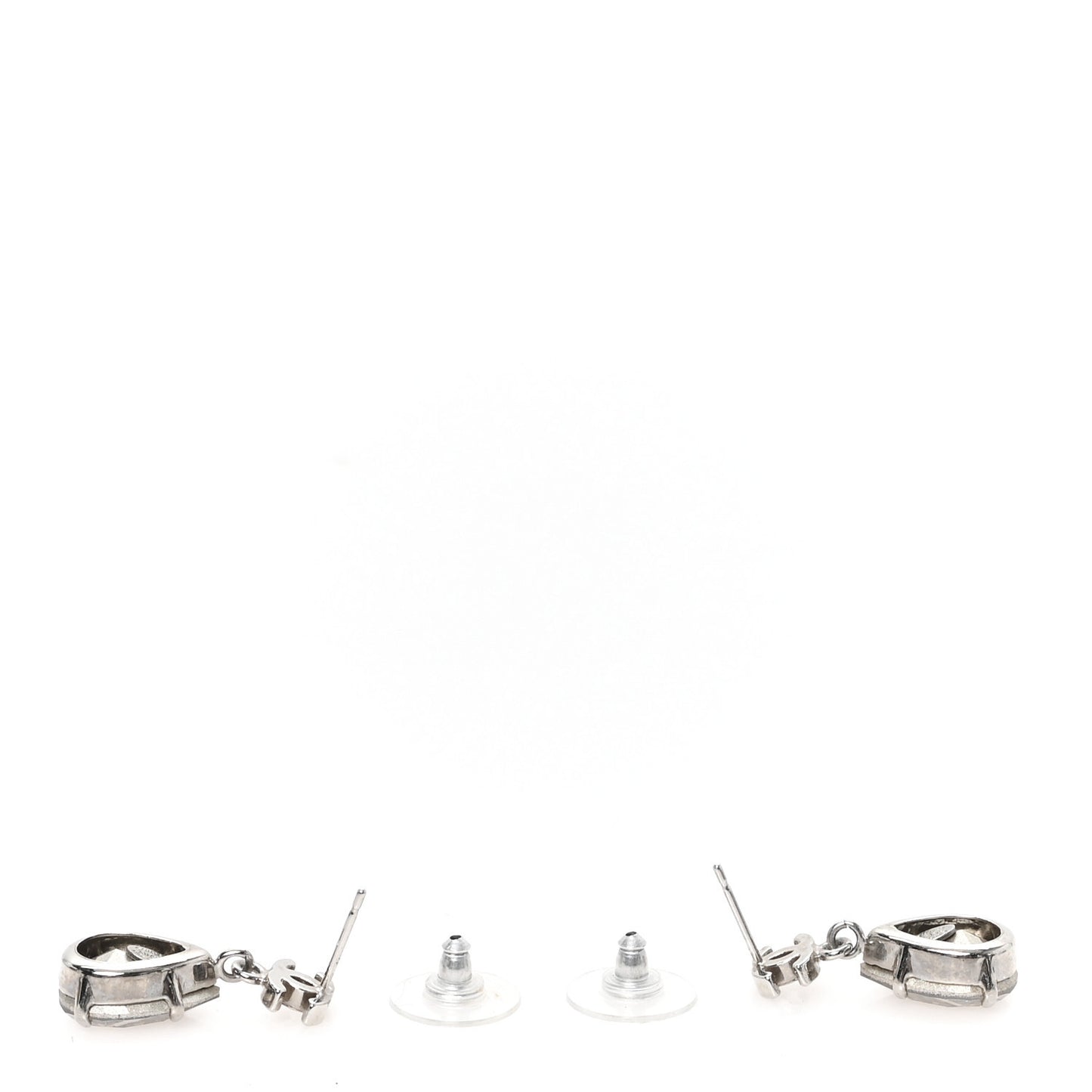 CC Crystal Teardrop Dangle Earrings Silver