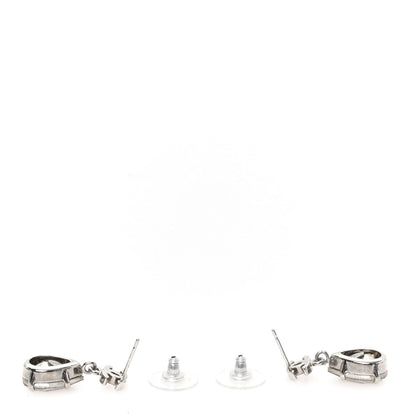 Chanel CC Crystal Teardrop Dangle Earrings Silver 2 of 4