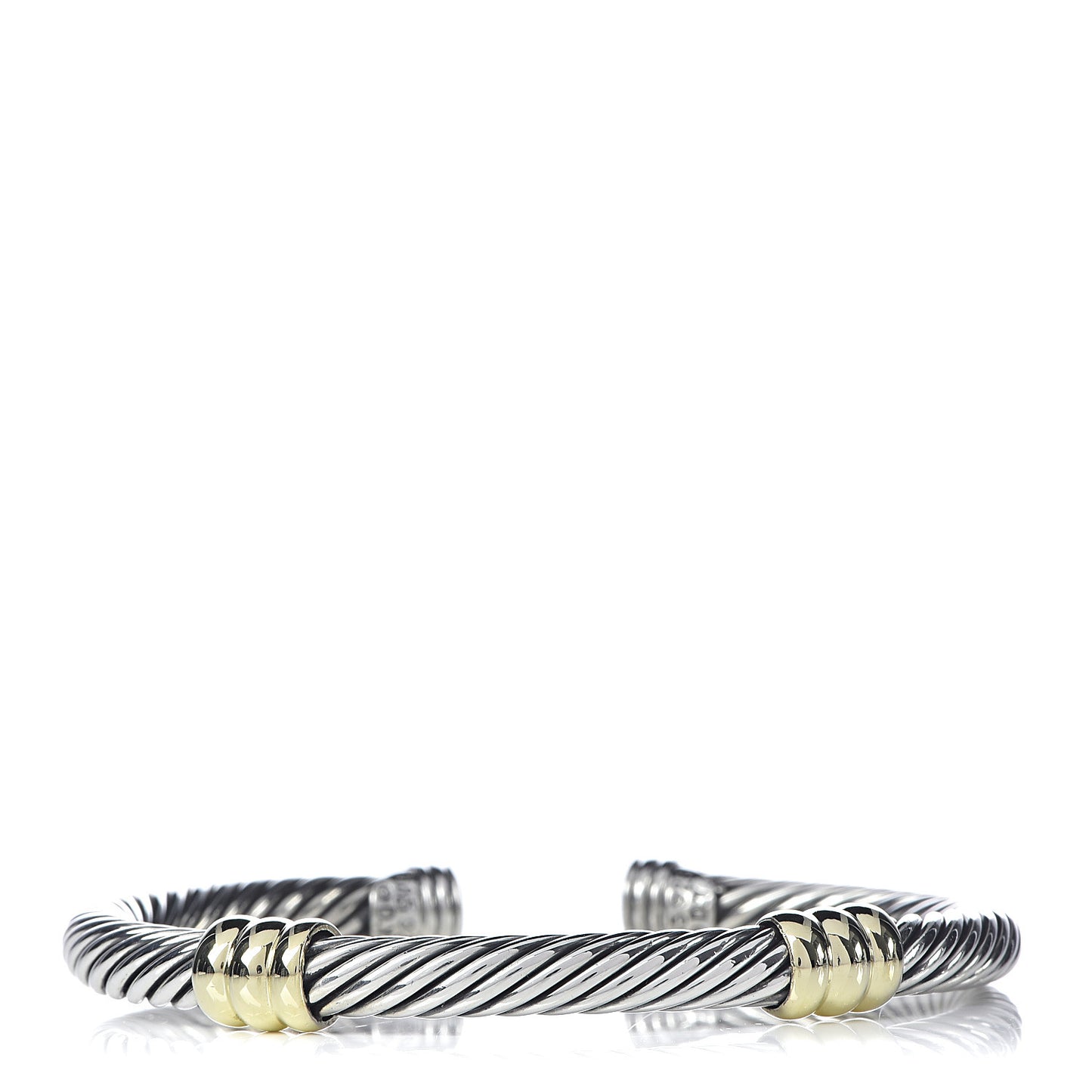 Sterling Silver 14K Yellow Gold 5mm Double Station Cable Classics Bracelet