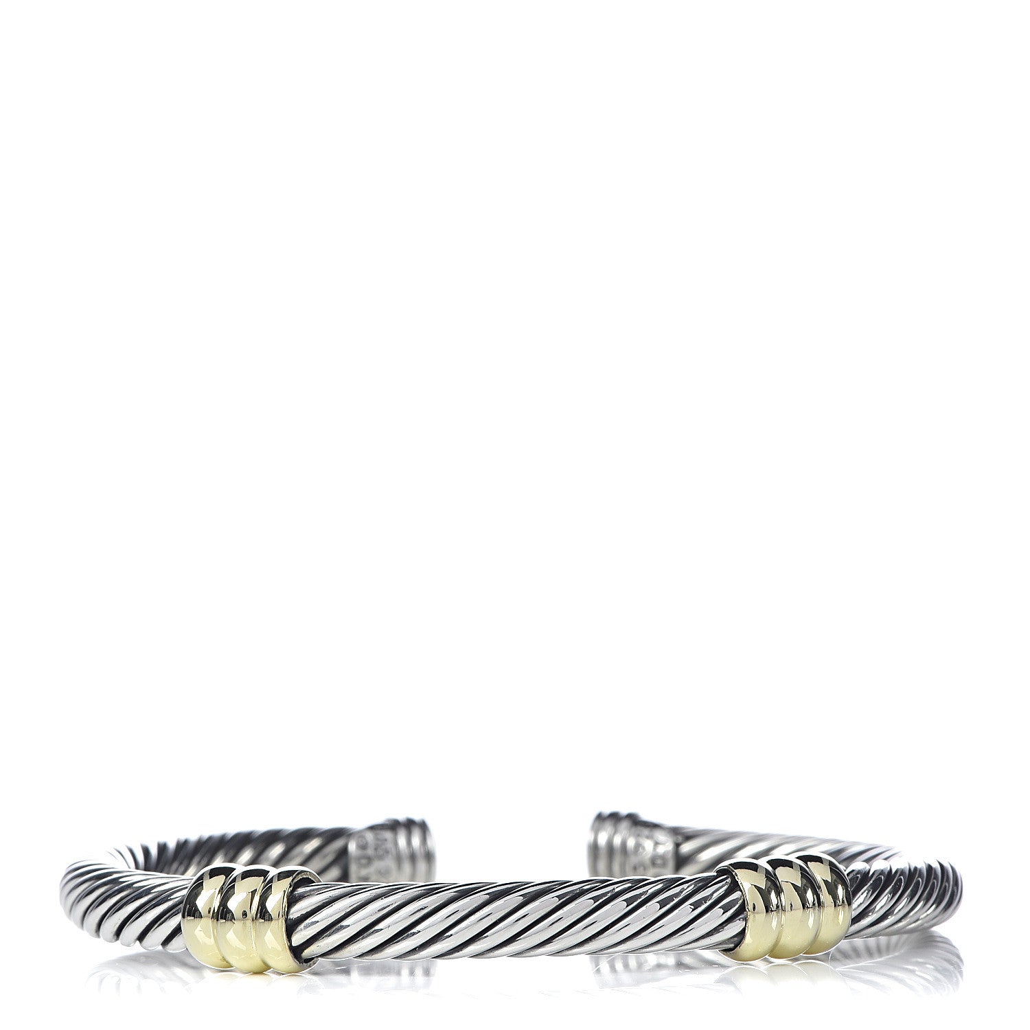 David Yurman Sterling Silver 14K Yellow Gold 5mm Double Station Cable Classics Bracelet 1 of 5