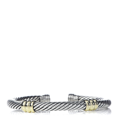 David Yurman Sterling Silver 14K Yellow Gold 5mm Double Station Cable Classics Bracelet 1 of 5