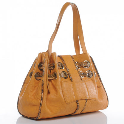 Jimmy Choo Leather Watersnake Trim Riki Tote Orange 3 of 7