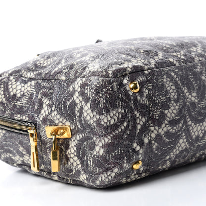 Prada Cervo Lux Print Lace Bauletto Bag Talco 6 of 13