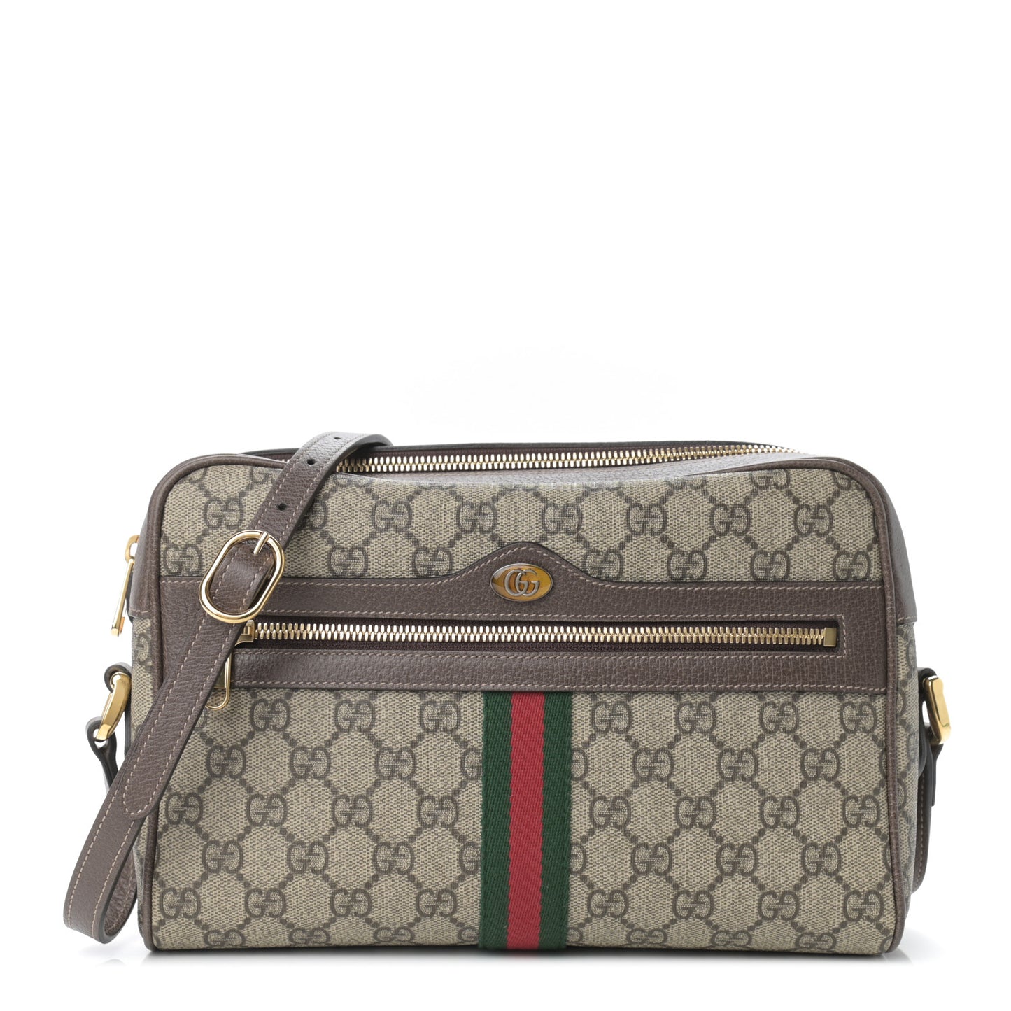GG Supreme Monogram Web Small Ophidia Shoulder Bag Brown
