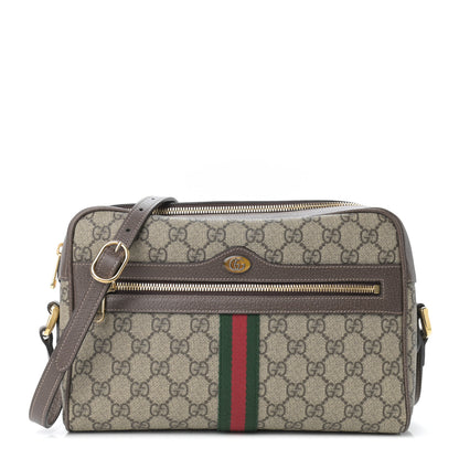 Gucci GG Supreme Monogram Web Small Ophidia Shoulder Bag Brown 1 of 9