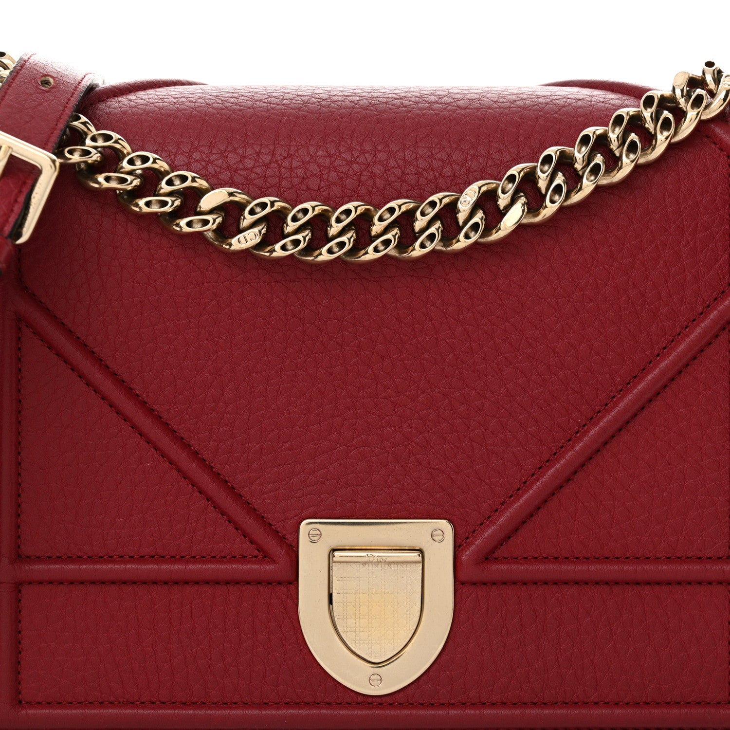 Christian Dior Grained Calfskin Medium Diorama Flap Bag Red 7 of 11